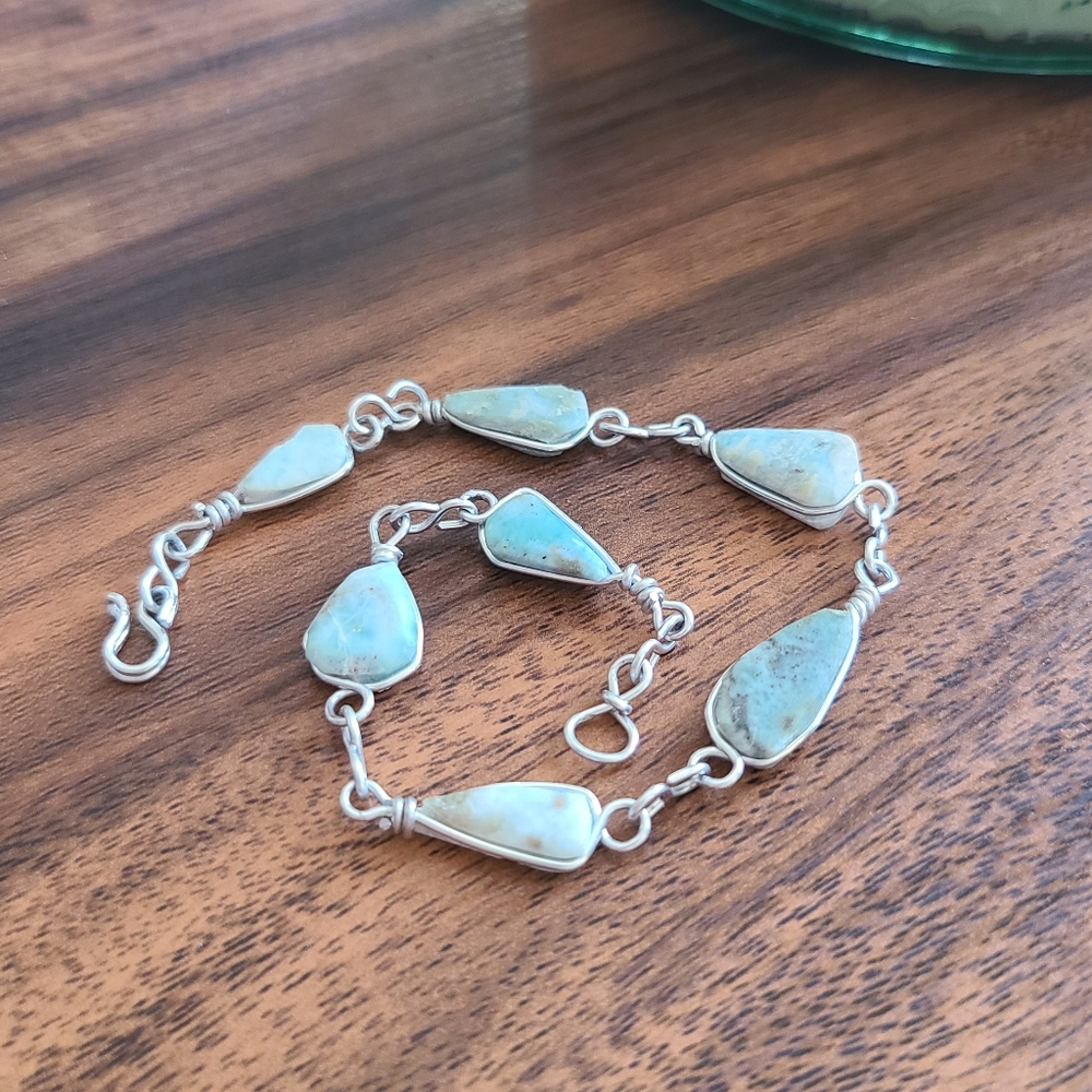Sterling Natural Larimar Bracelet